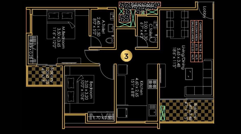 GD-Square-18-Magnitud-Floor-Plan-2 BHK-824 Sqft